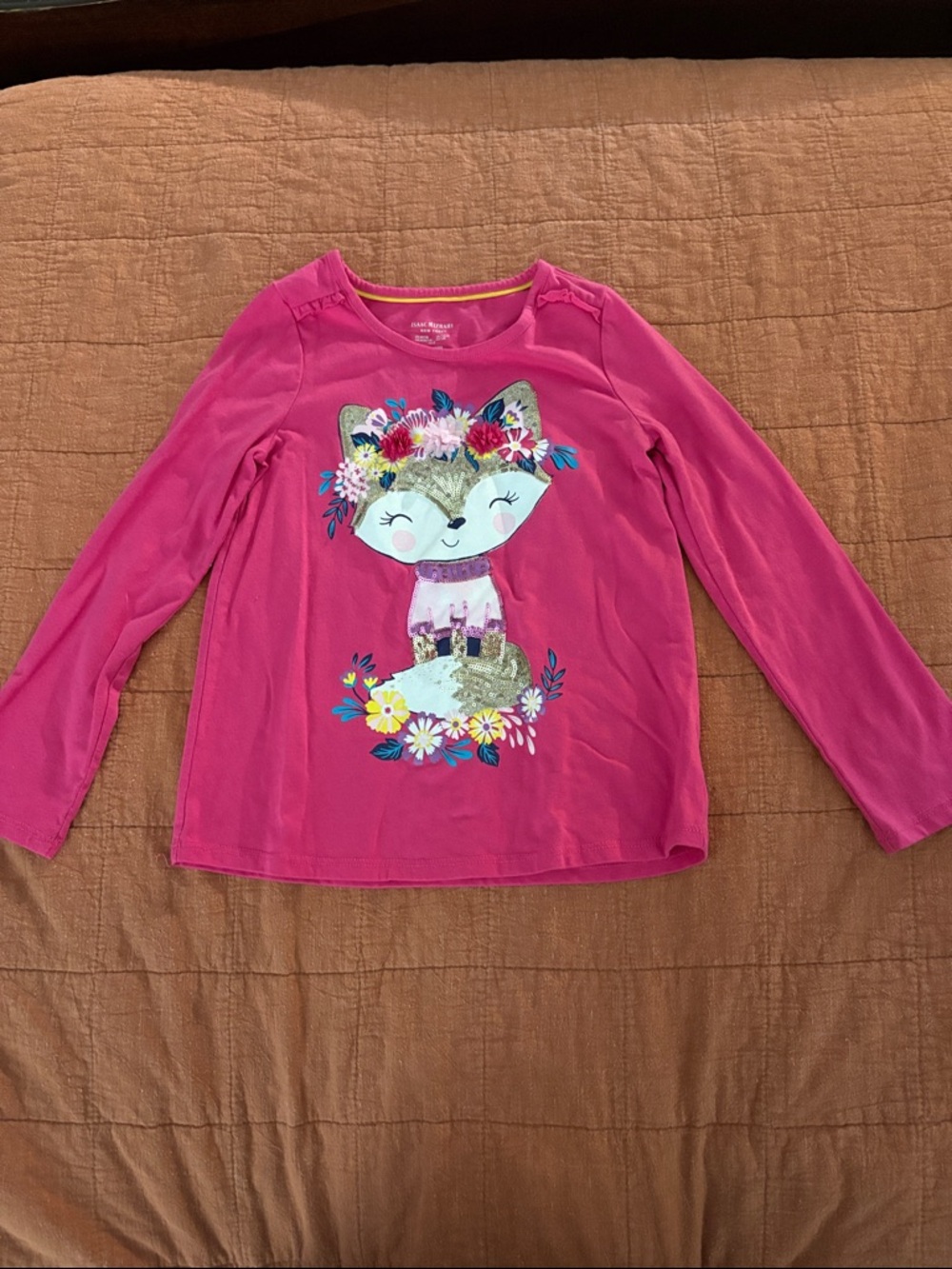 Isaac Mizrahi Bright Pink Fox Floral Long-Sleeve Tee